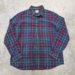 LL Bean Traditional Fit Plaid Flannel Shirt Mens L Regular Cotton Long Sleeve